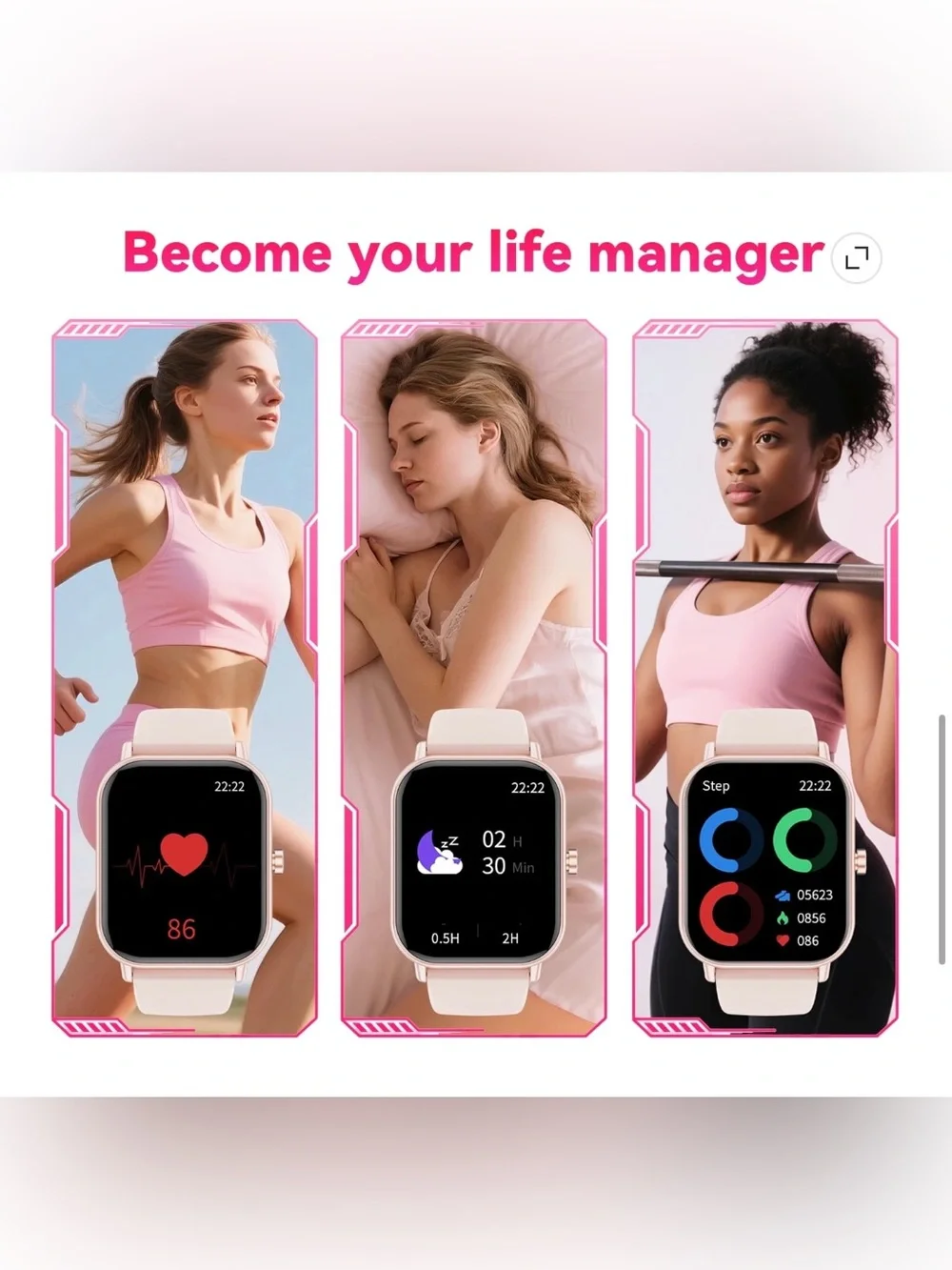 NWT Smart Watch for Women fits Android & iPhone 1.85” Fitness Tracker 120 sports